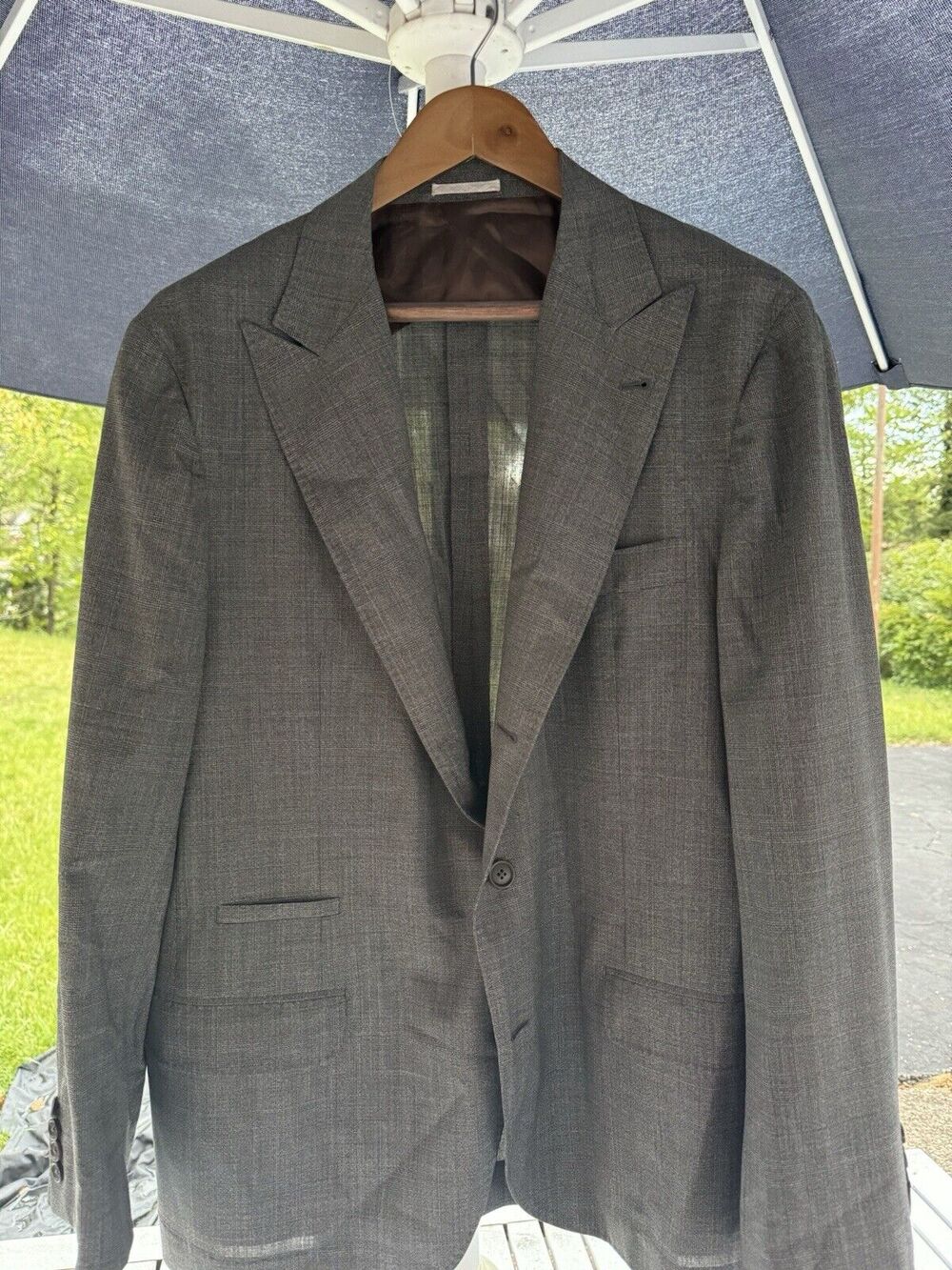 Brunello Cucinelli Blazer Jacket Peak Lapel Glen Plaid Wool 54/44 Unstructured